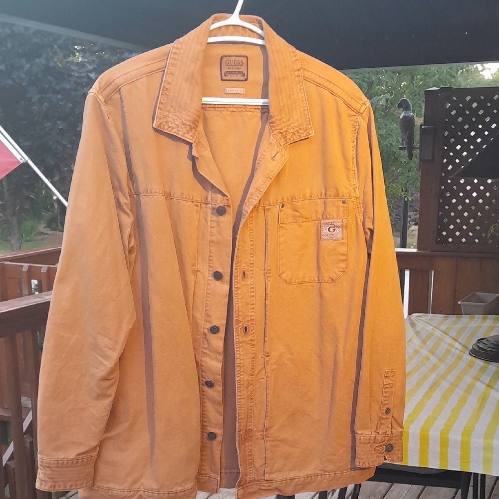 Guess Men's Rust Orange Shirt Jacket